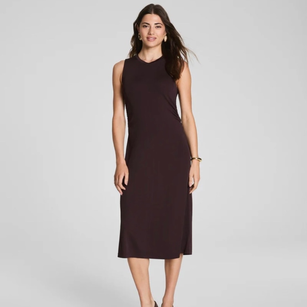 SPANX - Women’s Size M 8-10 “Sleek Jersey Crewneck Ruched Midi Dress”